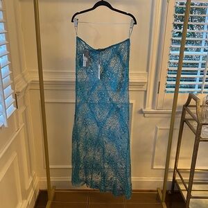 Alberta Ferretti Turquoise Lace Skirt